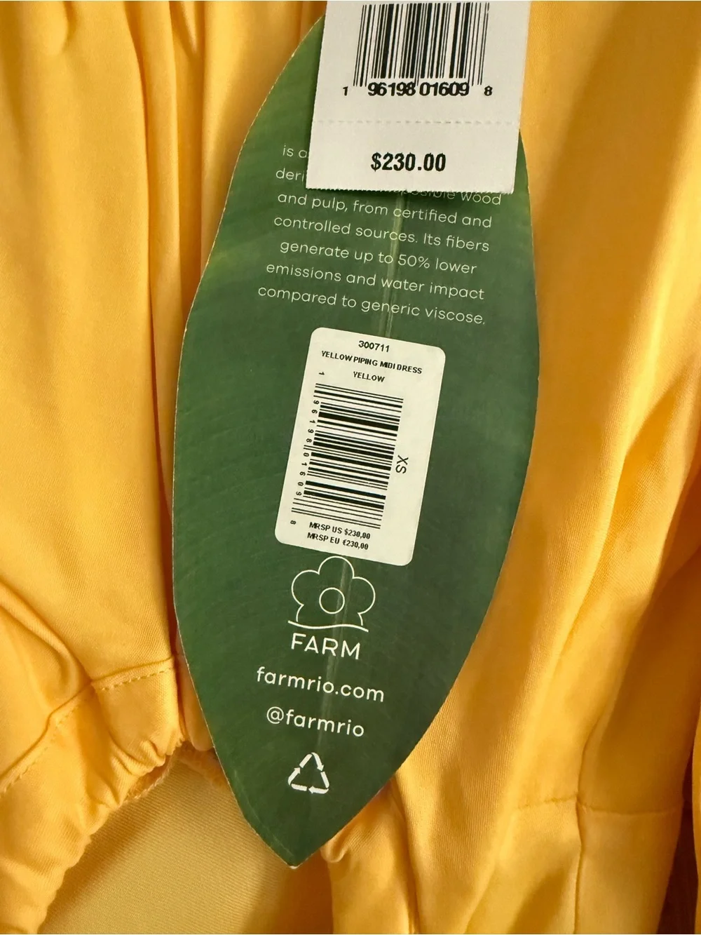 NWT Farm Rio Yellow Cutout Long Sleeve Maxi Dress - Picture 2 of 8